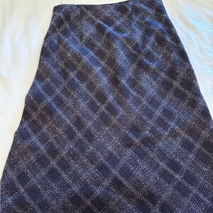 LOFT Navy-Purple Plaid A-Line Skirt